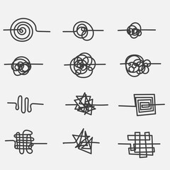 doodle tangled messy scribble line symbol for confused brain
