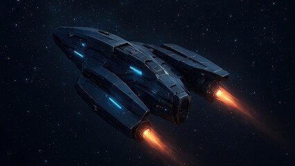 Wall Mural - Futuristic spaceship traveling through space.