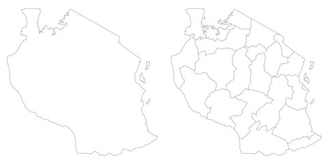 Naklejka na meble Tanzania map set. Map of Tanzania in set with white color