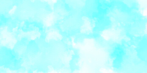 Wall Mural - Abstract empty sky hand drawing canvas splash smoky watercolor wall grunge texture background. modern sky blue colorful space splash painting background.