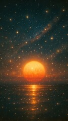 Wall Mural - Celestial sunset over ocean horizon.