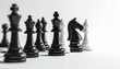© Cheiraa - A lone white knight chess piece stands out amongst a black army, symbolizing unique strategy, leadership, and competitive advantage