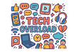 © GRACE - Tech Overload Doodle. Tech Overload. Hand-drawn doodle illustration of Tech Overload. smartphone, laptop,
