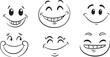 © sumona - A vector illustration set of funny cartoon faces with various expressions, including smiles and monster features