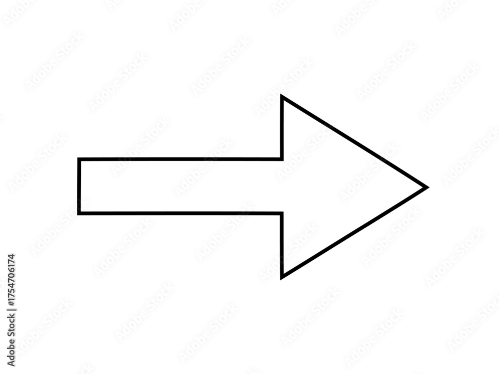 Forward Pointing Arrow with Outline, Simple Directional Sign Stock ...