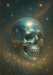 Wall Mural - Ethereal skull cosmic starscape