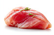 © aboutnuylove - Raw pork meat with rosemary isolated on white background cutout.