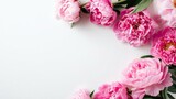 Fiori di peonia rosa con spazio bianco per la copia