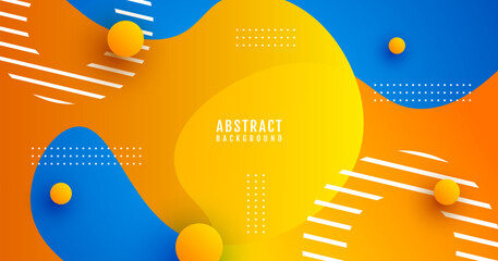 Wall Mural - Orange blue abstract background overlap layer on bright space with flowing waves decoration. Modern graphic design element cutout style concept for web banner, art, flyer, card, or brochure cover