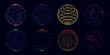© Sourav - Collection of abstract digital spheres with glowing lines and dots on a dark background