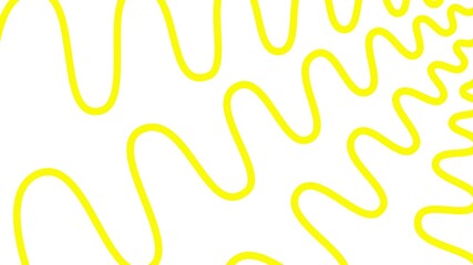 Wall Mural - Animated yellow decorative wavy lines is drawn. Linear background. Looped video. Vector illustration isolated on white background.