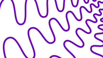 Wall Mural - Animated violet decorative wavy lines is drawn. Linear purple background. Looped video. Vector illustration isolated on white background.