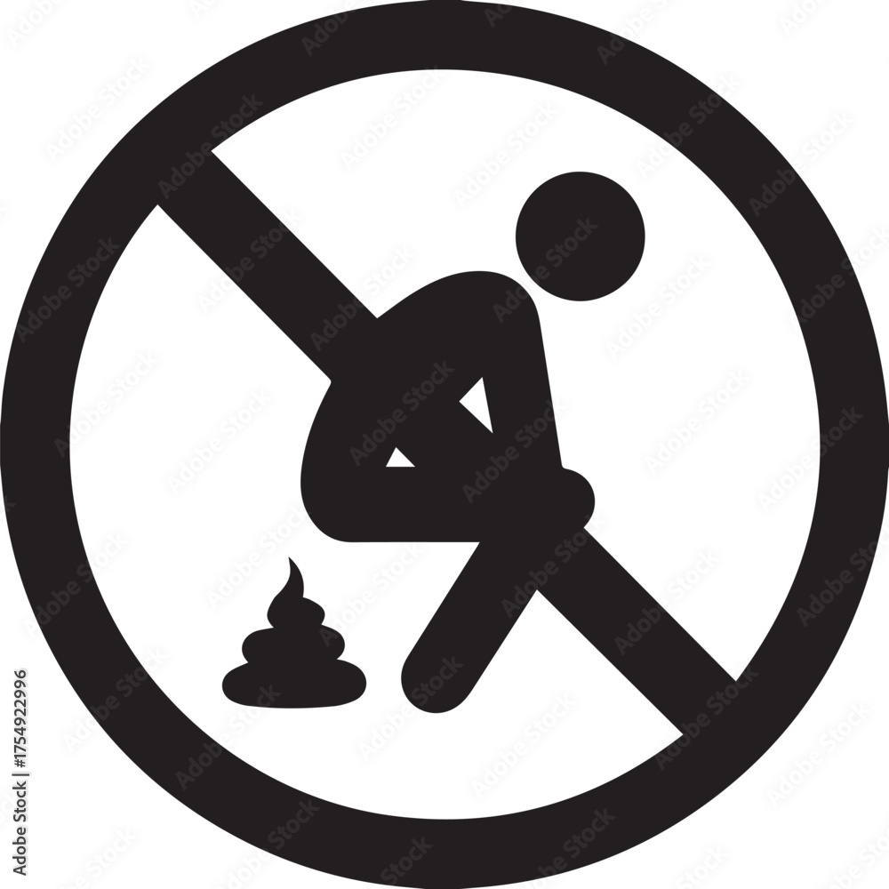 No Defecating No Defecation / No Pooping Warning Sign Stock Vector | Adobe Stock