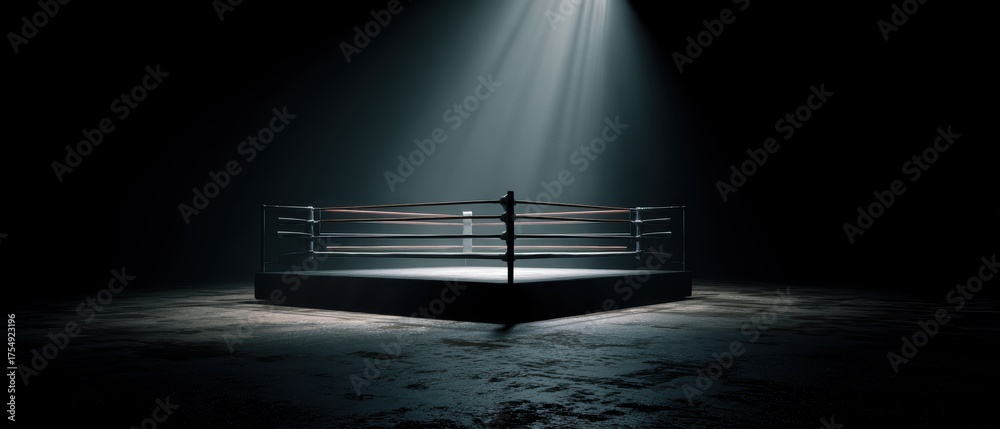 Boxing Rink Dramatic Dimly Lit Boxing Ring in an Empty Arena with Dramatic Lighting and ...