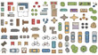 © Stock Image Paradise - Diverse Top View Furniture, Vehicles, and Plants for Detailed Architectural Blueprint Designs