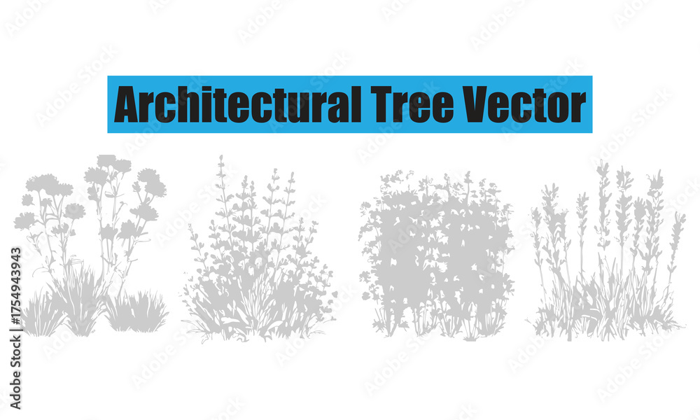 Architectural Tree Vector set featuring detailed silhouettes of ...