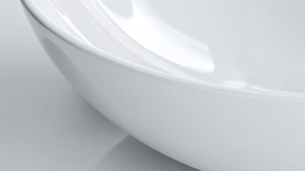 Wall Mural - Smooth White Bowl Close Up on Unblemished Surface with Perfect Finish