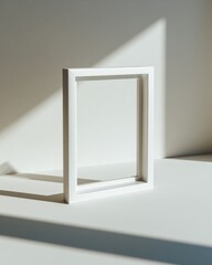 Wall Mural - Empty White Square Frame Standing Upright in Modern Minimalist Space