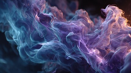 Wall Mural - Abstract Energy Field of Swirling Iridescent Smoke in Motion