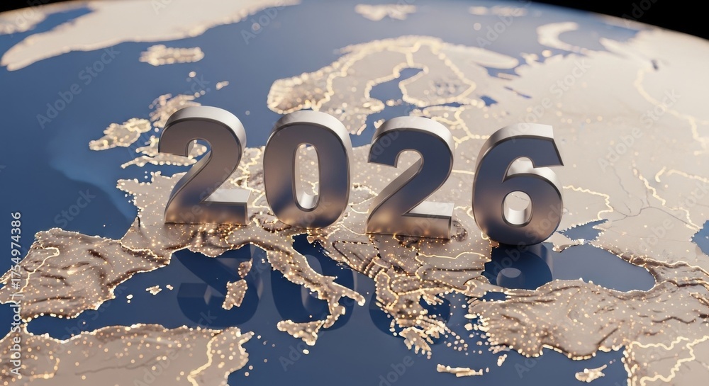 Year 2026 World Map A 3D Of The Year 2026 On A Map Of The World 1000 F 1754974386 