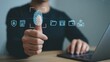© IMAGES HUB - Fingerprint scan technology for secure access and data protection on laptop with biometric security