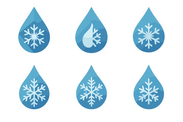 Wall Mural - Winter Frost Logos. Winter Frost. Set Logo of Winter Frost: frozen droplet. harmonious logo variations of the same emblematic concept, each with different
