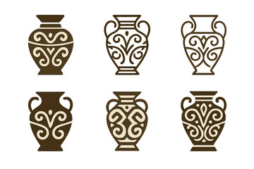 Wall Mural - Vase Logo Variations. Vase. Set Logo of Vase: ornamental patterned vase. harmonious logo variations of the same emblematic concept, each with different