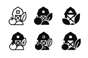 Wall Mural - Farm-Fresh Logo Variations. Produce Display. Set Logo of Produce Display: farm-fresh produce icon. harmonious logo variations of the same emblematic concept,