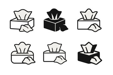 Wall Mural - Tissue Logo Variations. Used Tissues. Set Logo of Used Tissues: tissue box spilling tissues. harmonious logo variations of the same emblematic concept, each
