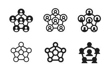 Wall Mural - Crowdsourced Innovation Logos. Crowdsourced Innovation. Set Logo of Crowdsourced Innovation: network nodes with people icons. harmonious logo variations of the
