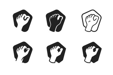 Wall Mural - Climbing Logo Variations. Speed climbing. Set Logo of Climbing sports: hand gripping hold. harmonious logo variations of the same emblematic concept, each with