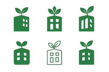Wall Mural - Green Architecture Logos. Green Architecture. Set Logo of Green Architecture: rooftop garden. harmonious logo variations of the same emblematic concept, each