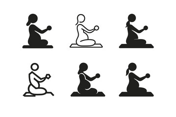 Wall Mural - Pregnancy Workout Logos. Pregnancy Workout. Set Logo of Pregnancy Workout: stylized pregnancy workout icon. harmonious logo variations of the same emblematic