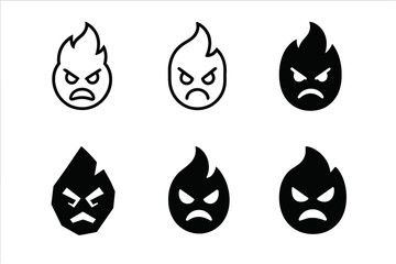 Wall Mural - Anger Logo Variations. Anger. Set Logo of Anger: stylized emotion icon representing anger. harmonious logo variations of the same emblematic concept, each with
