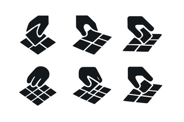 Wall Mural - Bathroom Tile Logos. Tiling a Bathroom Floor. Set Logo of Tiling a Bathroom Floor: stylized floor tile icon. harmonious logo variations of the same emblematic