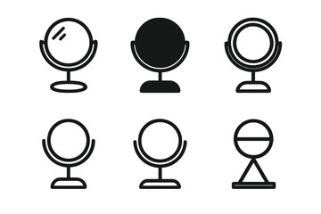 Wall Mural - Cosmetic Mirror Logos. Cosmetic Mirror Reflection. Set Logo of Cosmetic Mirror Reflection: round mirror with stand. harmonious logo variations of the same