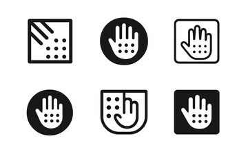 Wall Mural - Tactile Workspace Logos. Sensory workspace mapping. Set Logo of Workplace design: tactile surface icons. harmonious logo variations of the same emblematic