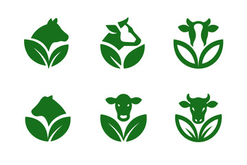 Wall Mural - Sustainable Feeding Logos. Sustainable Livestock Feeding. Set Logo of Sustainable Livestock Feeding: stylized livestock feed icon. harmonious logo variations