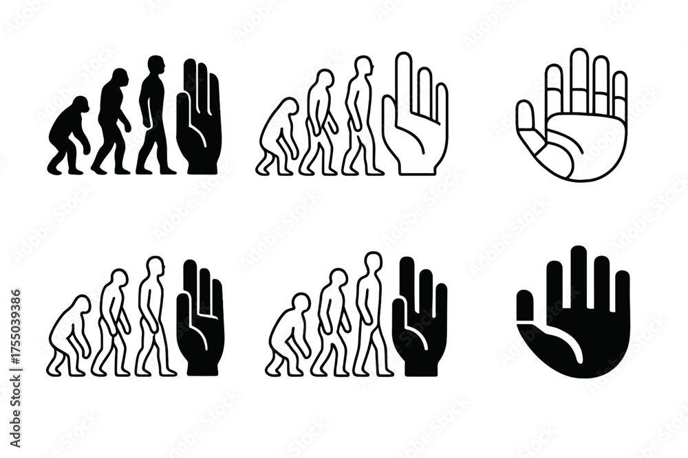 AI Evolution Logos. Evolution of human bodies through AI. Set Logo of ...