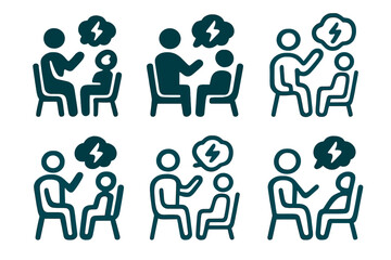 Wall Mural - PTSD Therapy Logos. Therapy for PTSD. Set Logo of Therapy for PTSD: stylized counseling session icon. harmonious logo variations of the same emblematic
