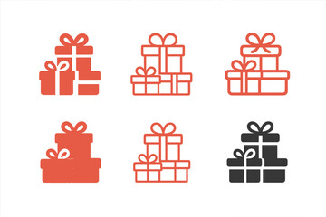 Wall Mural - Gift Logo Variations. Gifts. Set Logo of Gifts: stack of presents. harmonious logo variations of the same emblematic concept, each with different artistic