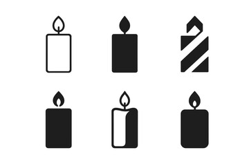 Wall Mural - Creative Candle Logos. Candles. Set Logo of Candles: decorative pillar. harmonious logo variations of the same emblematic concept, each with different artistic