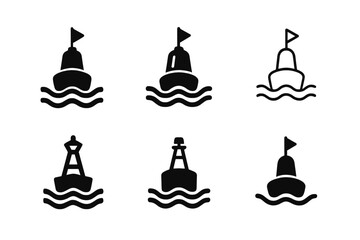 Wall Mural - Floating Buoy Logos. buoy floating. Set Logo of buoy floating: Harbor. harmonious logo variations of the same emblematic concept, each with different artistic