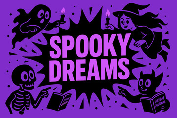 Wall Mural - Spooky Dreams Illustration. Ethical AI coder collectives. Set Logo of AI ethics: group discussion with AI icons. harmonious logo variations of the same
