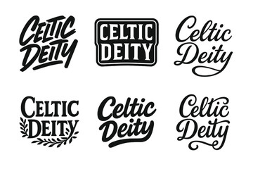 Wall Mural - Celtic Deity Lettering. Celtic Deity. Set lettering. harmonious lettering variations of the same emblematic concept (Dynamic brushstroke graffiti lettering,