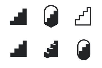 Wall Mural - Building Competence Logos. Building Competence. Set Logo of Building Competence: upward staircase. harmonious logo variations of the same emblematic concept,