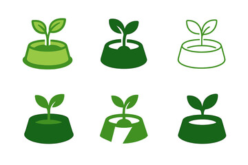 Wall Mural - Eco Pet Logo Variations. Eco-Friendly Pet Care. Set Logo of Eco-Friendly Pet Care: pet food bowl with sprout. harmonious logo variations of the same emblematic