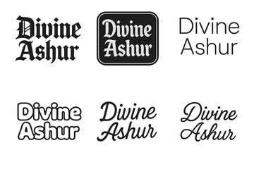 Wall Mural - Diverse Lettering Styles. Divine Ashur. Set lettering. harmonious lettering variations of the same emblematic concept (Gothic-inspired decorative type, Retro