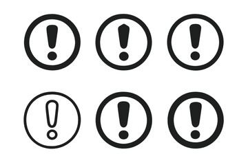 Wall Mural - Disaster Alert Logos. Disaster Alert. Set Logo of Disaster Alert: exclamation mark in a circle icon. harmonious logo variations of the same emblematic concept,