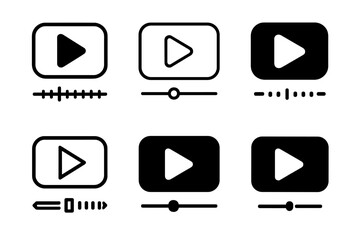 Wall Mural - Creative Logo Variations. Content creation. Set Logo of Content creation: video play button and timeline. harmonious logo variations of the same emblematic
